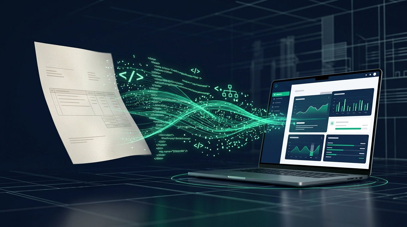 Modernes Büro: Hände über einem großen Touch-Table mit organisierten Dokumentenkarten, verbunden durch Ordner-Linien – Sinnbild für ein Dokumentenmanagement-System.
